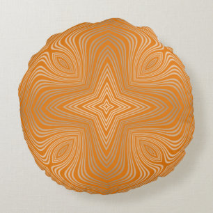 Almofada Redonda Tangerine Orange Dourado Luxury Mandala