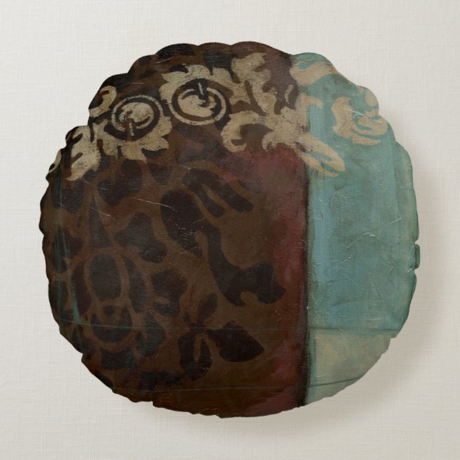 Almofada Redonda Tapeçaria por abstrato Damask por Jennifer Goldber (Frente)