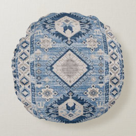 Almofada Redonda Tapete Kilim Azul Antigo Oriental