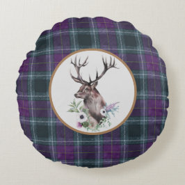 Almofada Redonda Tartan Stag Scottish Themed