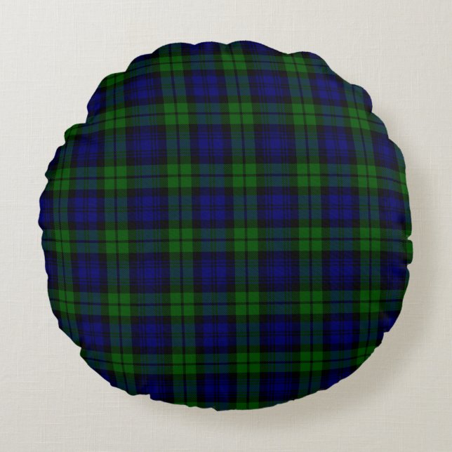 Almofada Redonda Tartan Verde e marinho (Frente)