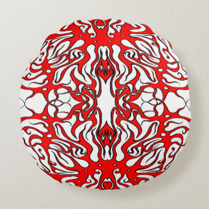 Almofada Redonda Tatuagem Tribal do Coração Vermelho dia de os namo