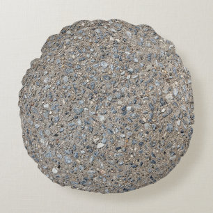 Almofada Redonda Taupe Concrete Cement Blue Aggregate Sidewalk