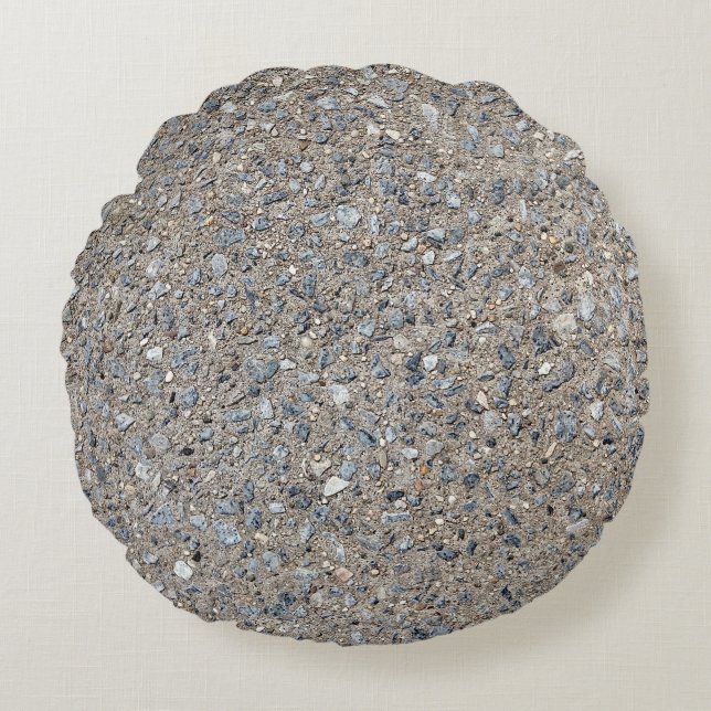 Almofada Redonda Taupe Concrete Cement Blue Aggregate Sidewalk (Frente)