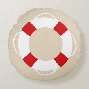 Almofada Redonda Taupe náutico do conservante & da Sandy de vida