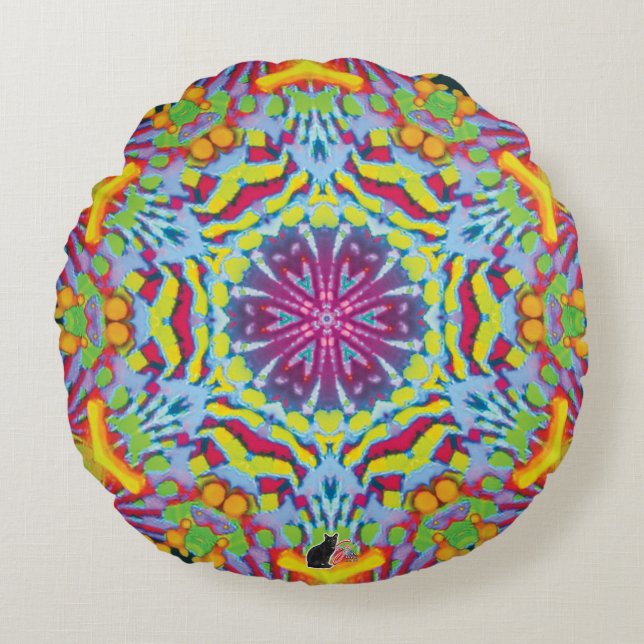 Almofada Redonda Tazmania Kaleidoscópio (Frente)