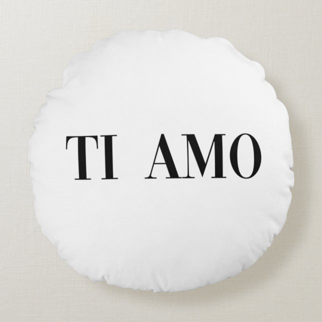 Almofada Redonda Te amo letra em italiano (Frente)