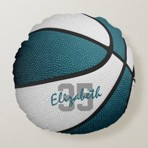 Almofada Redonda teal white boys basquete esportivo
