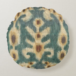 Almofada Redonda Tecido Decorativo de Ikat por Chariklia Zarris