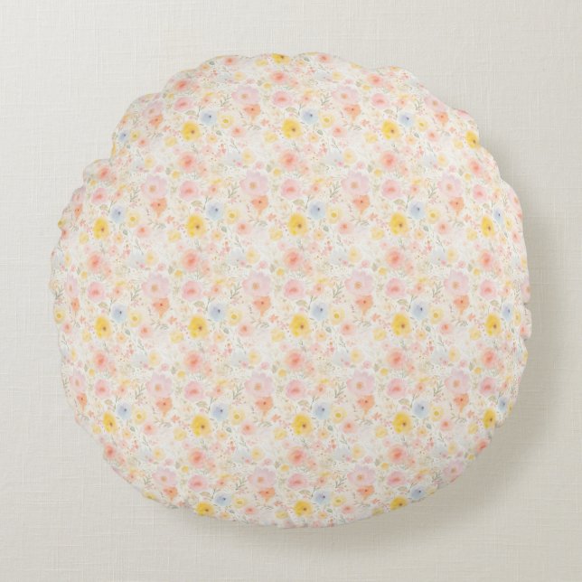 Almofada Redonda Tecido Sem Costura de Flora de Páscoa – Cute Paste (Frente)
