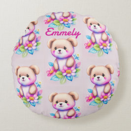 Almofada Redonda Teddybär Wasserfarben Pastell