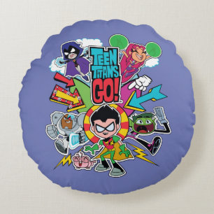 Almofada Redonda Teen Titans Go! Gráfico de setas para equipes