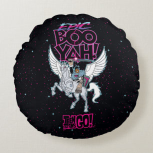 Almofada Redonda Teen Titans Go! Guerreiro Cyborg Riding Pegasus