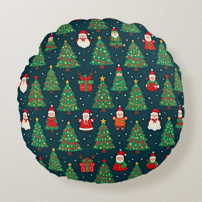 Almofada Redonda Tema de Férias de Natal (Frente)