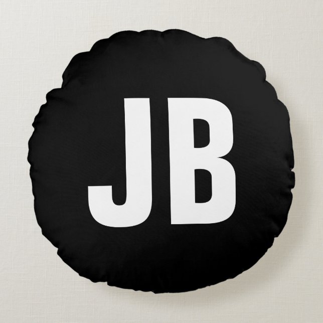 Almofada Redonda Tendência simples, simples e em negrito, de monogr (Frente)