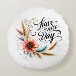 Almofada Redonda Tenha um bom dia floral