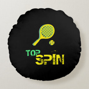 Almofada Redonda Tênis Esporte Pop de Arte, Racket Verde e Amarelo