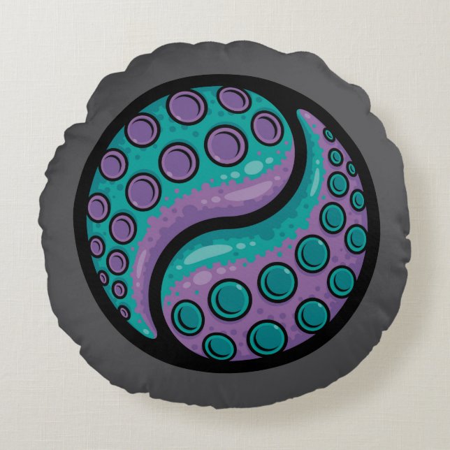 Almofada Redonda Tentacle Yin Yang (Frente)