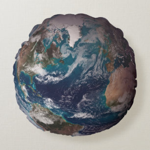 Almofada Redonda Terra Marble Azul (Hemisfério Ocidental)