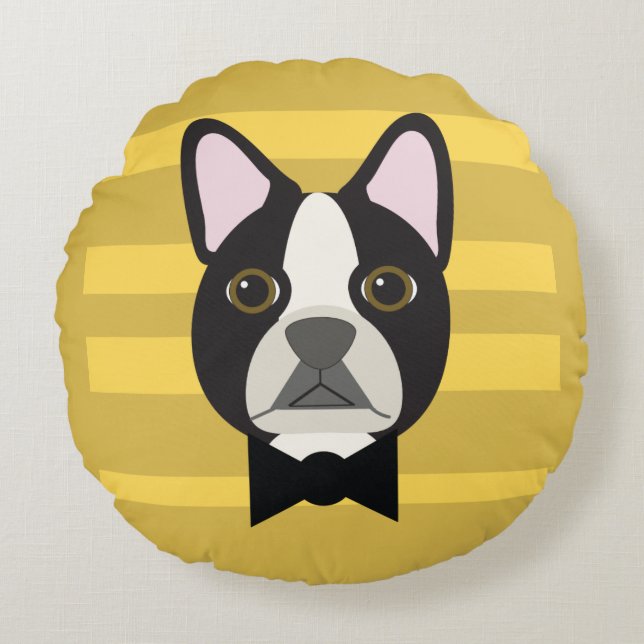 Almofada Redonda Terrier de Boston (Frente)