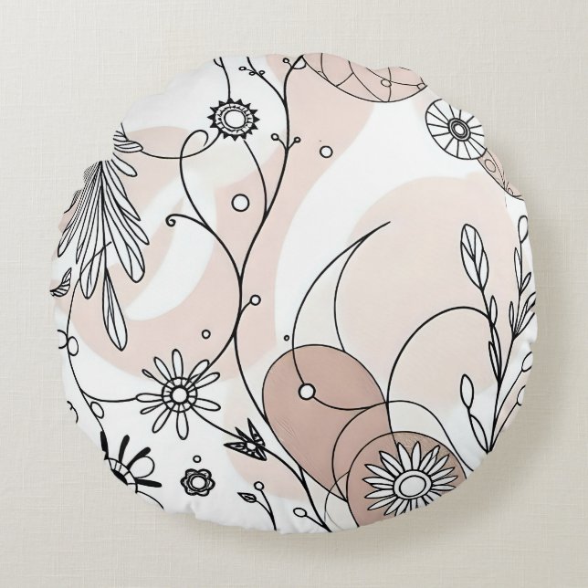 Almofada Redonda Terthy Tones Minimalista Boho Art (Frente)