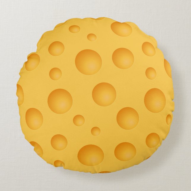 Almofada Redonda Teste padrão amarelo do queijo (Frente)