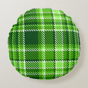 Almofada Redonda Teste padrão Checkered da cor verde