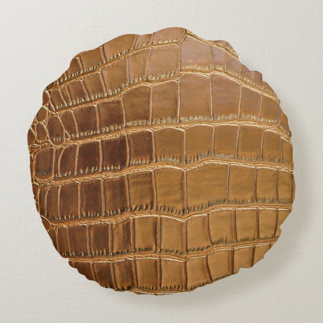Almofada Redonda Teste padrão da pele animal do couro do crocodilo (Verso)