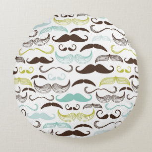 Almofada Redonda Teste padrão do bigode, estilo retro 2