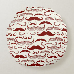 Almofada Redonda Teste padrão do bigode, estilo retro 3