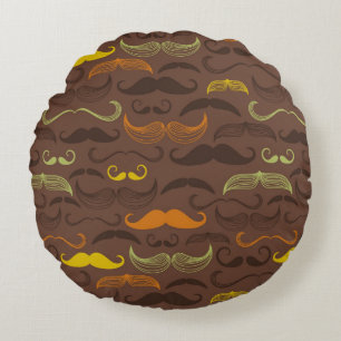 Almofada Redonda Teste padrão do bigode, estilo retro 5