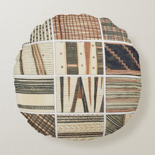 Almofada Redonda Teste padrão do tapa polinésio do cozinheiro (Frente)