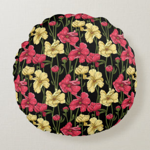 Almofada Redonda Teste padrão floral elegante 2