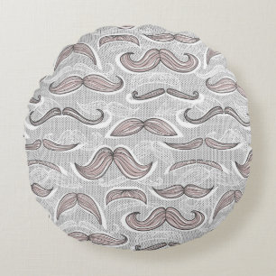 Almofada Redonda Teste padrão na moda do bigode