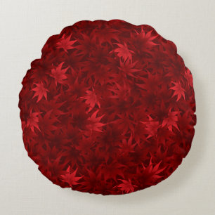 Almofada Redonda Teste padrão vermelho das folhas de bordo