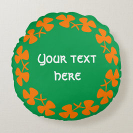 Almofada Redonda Texto de adição de borda das molas laranja