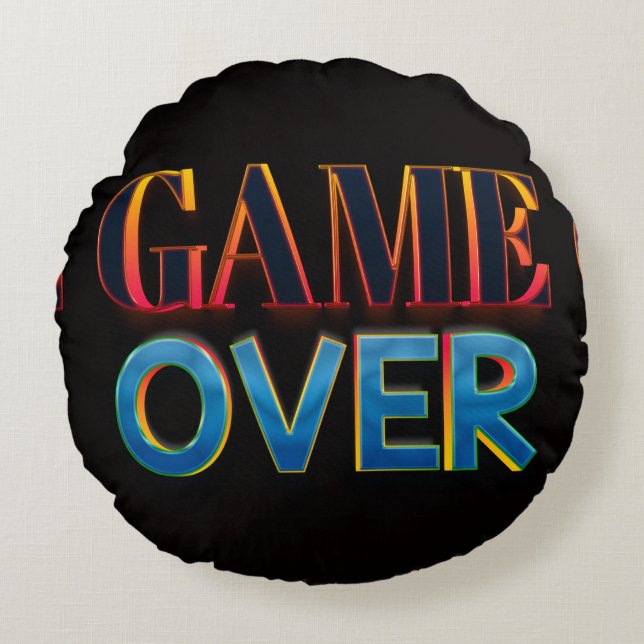 Almofada Redonda Texto “GAME OVER” em negrito e vermelho (Frente)