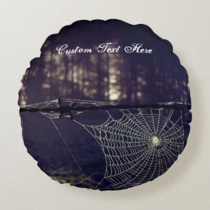 Almofada Redonda Texto Personalizado/ Fall Spooky Woods Creepy Spid