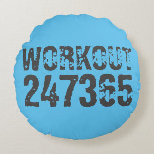 Almofada Redonda Texto vestido e arranhado Workout 247365 azul