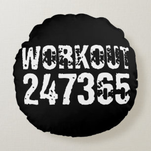 Almofada Redonda Texto vestido e arranhado Workout 247365 branco