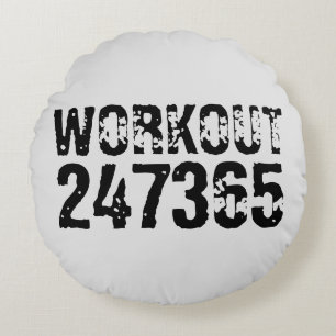 Almofada Redonda Texto vestido e arranhado Workout 247365 preto