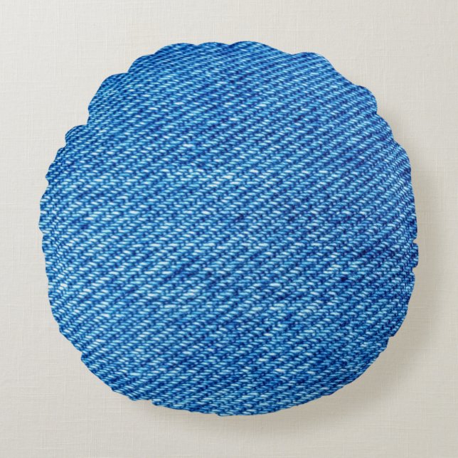 Almofada Redonda Textura Blue Denim (Frente)