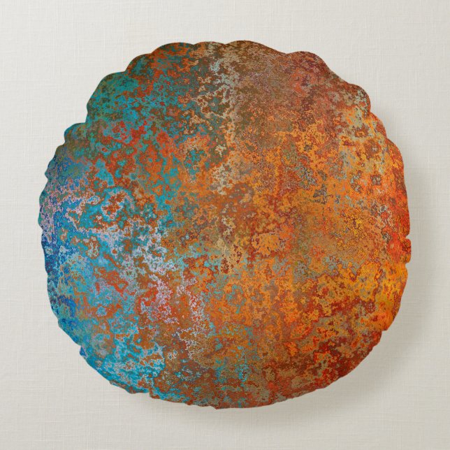 Almofada Redonda Textura de fundo castanho-velho (Frente)