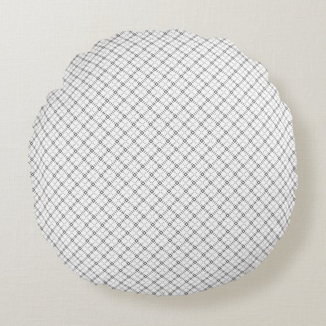Almofada Redonda Textura Geométrica Monocromática|Visual Diamante C (Frente)