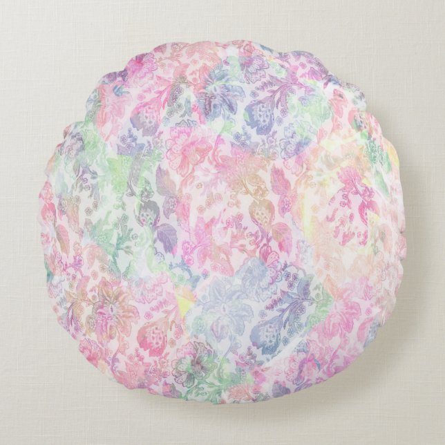 Almofada Redonda Textura geométrica padrão moderno clássico de repe (Frente)