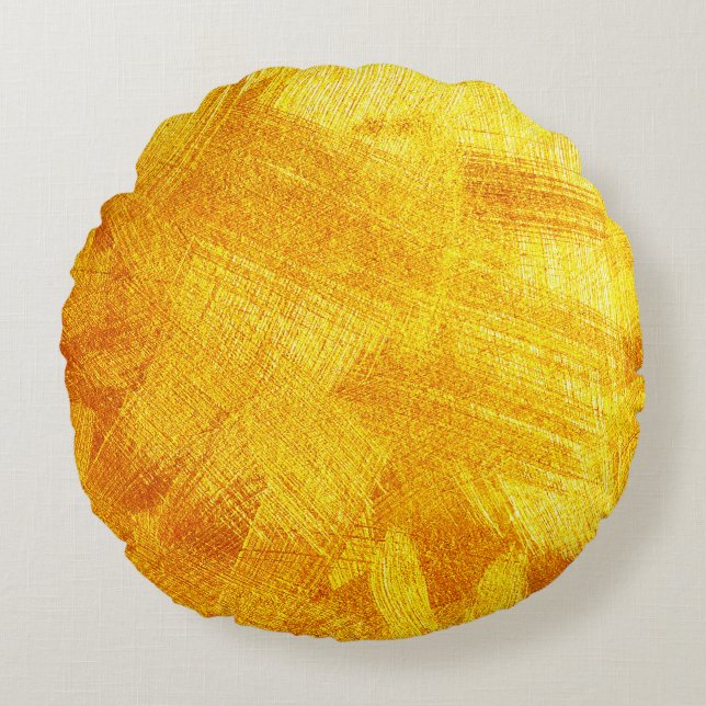 Almofada Redonda Textura luxuosa do ouro, fundo abstrato. (Frente)
