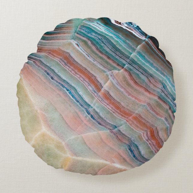 Almofada Redonda textura onyx marble, fundo de pedras naturais (Frente)