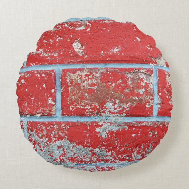 Almofada Redonda Texture background surface wallpaper red blue bric (Frente)