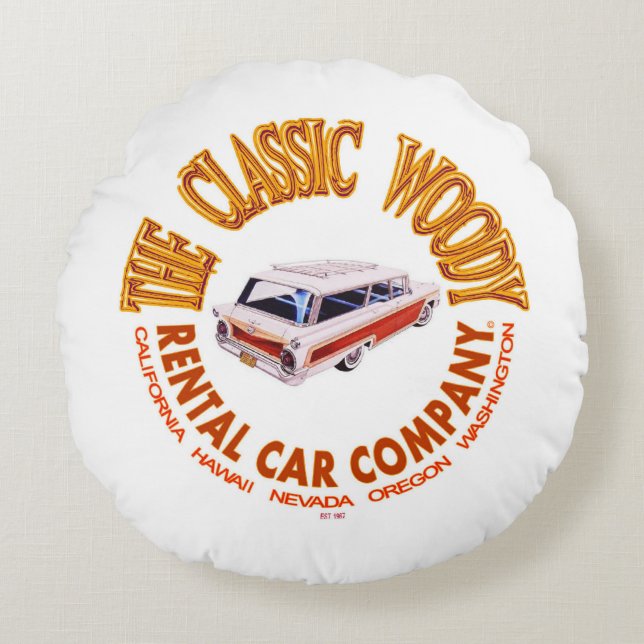 Almofada Redonda The Classic Woody Rental Car Company (Frente)