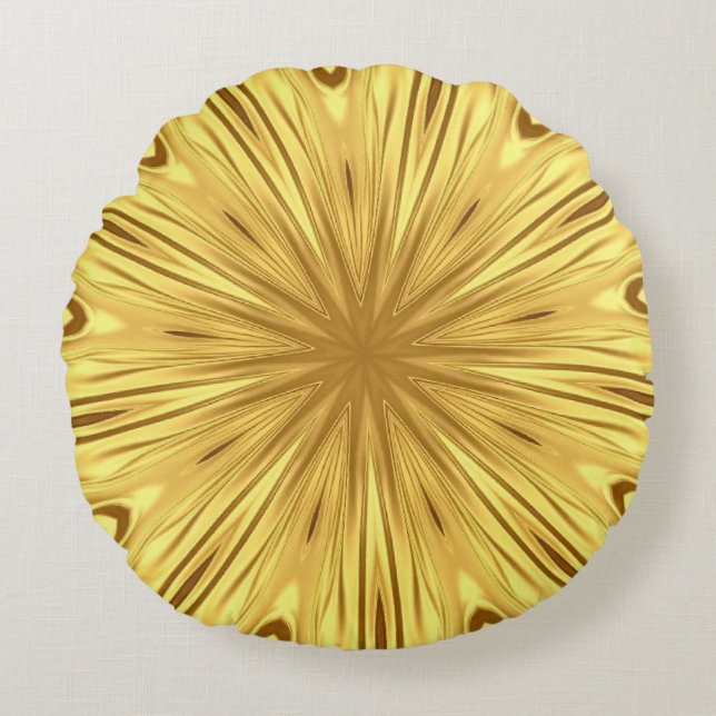 Almofada Redonda The Gilded Zenith: Molten Gold & Deep Crimson Luxu (Frente)